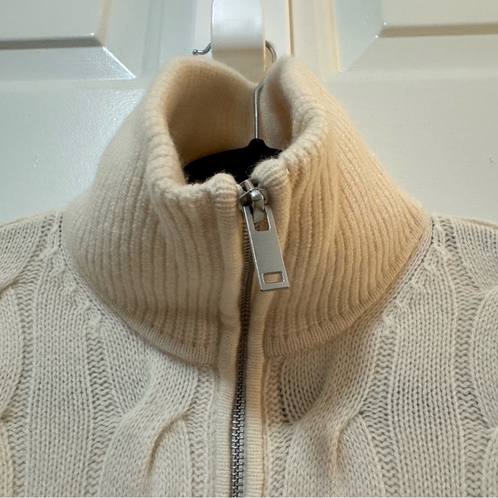 NWOT $168 Everlane THE CABLE HALF-ZIP Wool in Beige Size XS - Picture 6 of 12